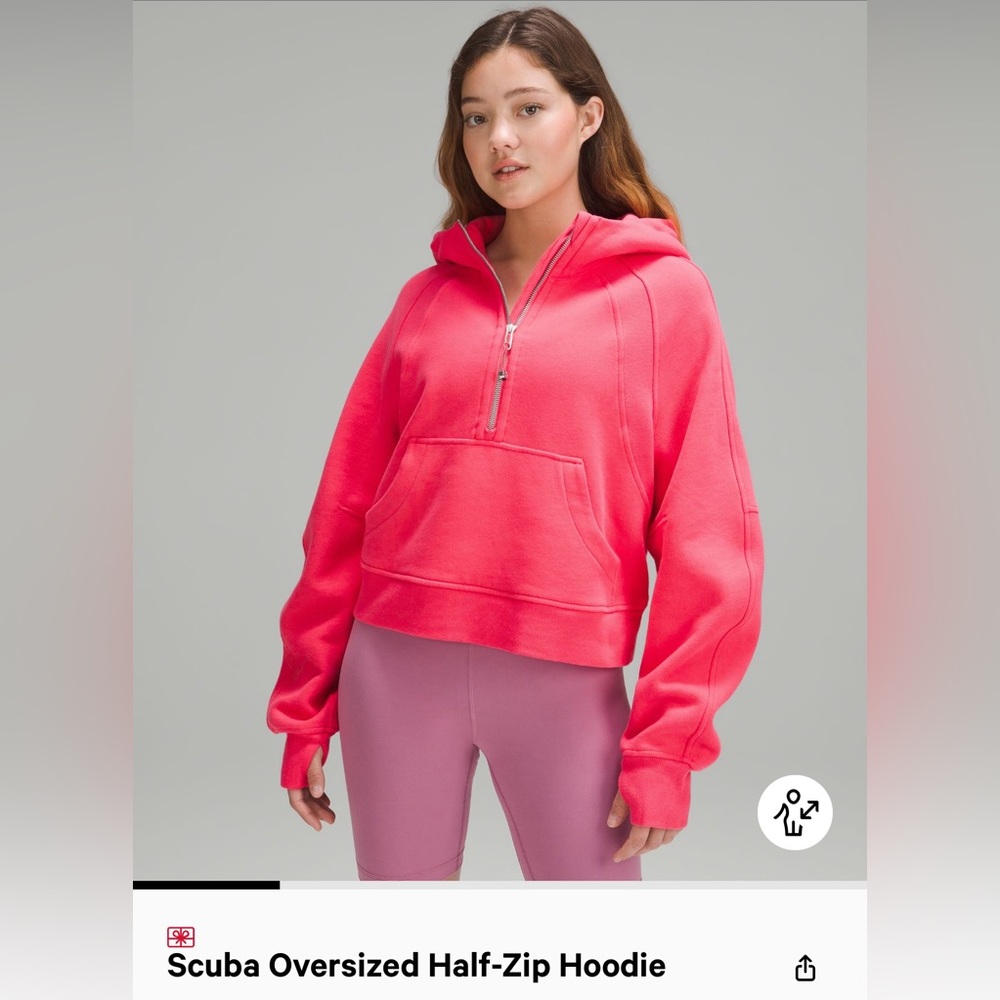 Lululemon Scuba half zip hoodie cropped M/L Lip Gloss pink